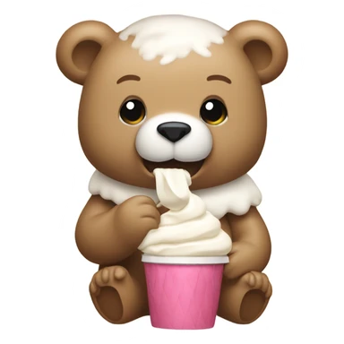 Beige bear eating whip cream  sticker