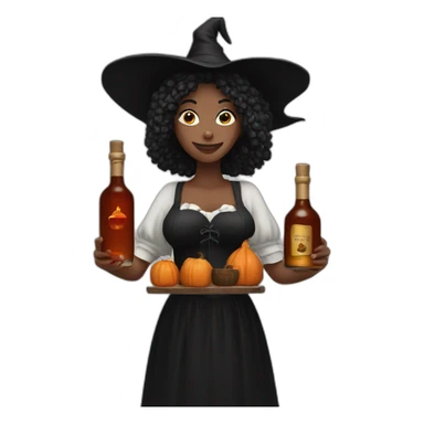 witch holding two hennessy bottles sticker