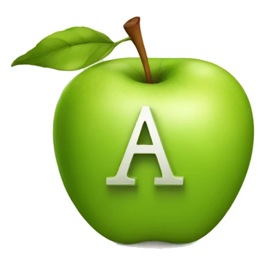 An apple with the letter A sticker