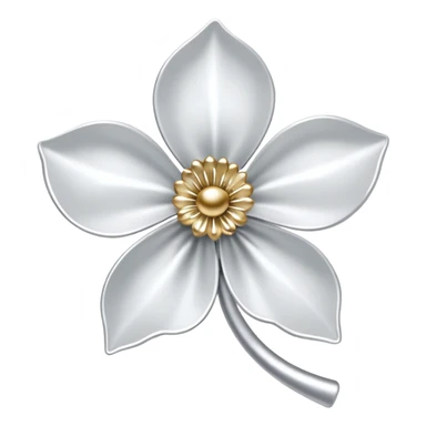 white sakura flower with a bow and metallic silver petals sticker