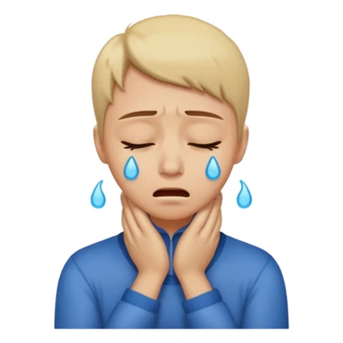 Sobbing face with hands on neck sticker