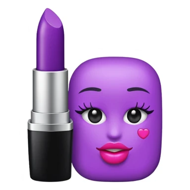 purple lipstick and cosmetics emojis in single object  sticker