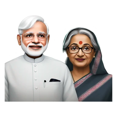 Modi with sheikh hasina sticker