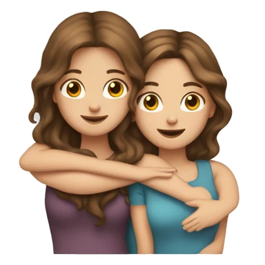 Two white girls hugging one with wavy brown hair and the other with straight brown hair sticker