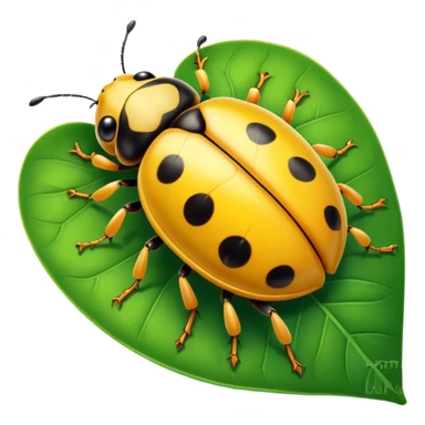 cute yellow lady bug on leaf sticker