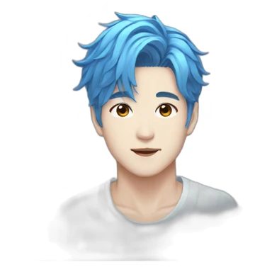 Blue hair Kpop idol male sticker