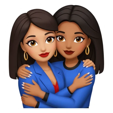 Boujy baddie best friends happy hugging, trendy heavy makeup sticker