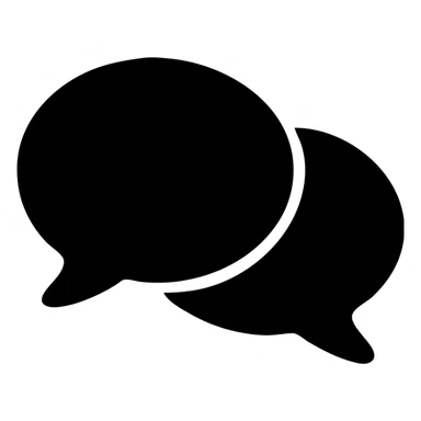 solid black filled icon of overlapping speech bubbles sticker