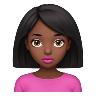 Dark skin gurl with black hair, big lips m, dark brown eye, octagon face shape and chinky eyes no red lipstick  sticker