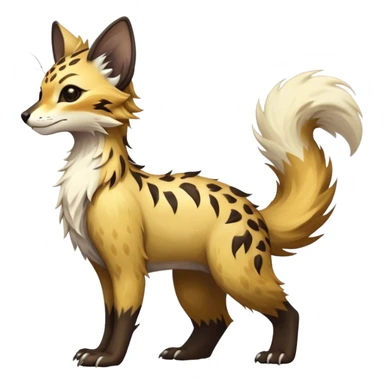 Epic Feral Rare Fantasy shiny cool fluffy Vernid-Trico-species-hybrid-animal by LiLaiRa, random markings, tufted tail, tufted ears, full body sticker