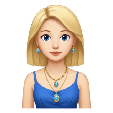 woman with blue dress and necklace sticker