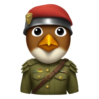 robin with a soldiers outfit and a helmet on sticker