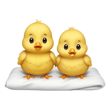 Two baby chicks laying in bed sticker