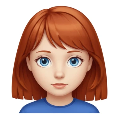 Girl with blue eyes brownish red hair and curtain bangs  sticker