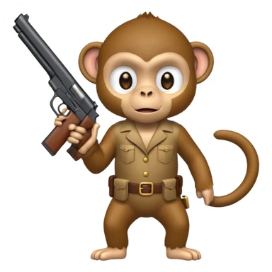 A monkey holding a gun sticker