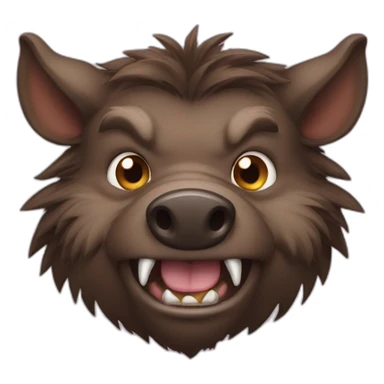 furry brown boar and fangs sticker