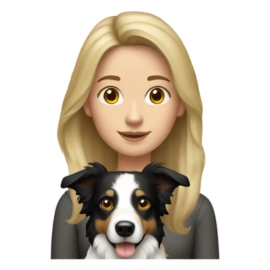 Dark blonde haired  woman with border collie dog sticker