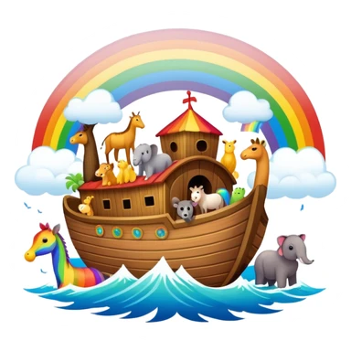 Noah's Ark with animals and rainbow sticker
