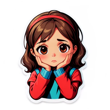Girl sad and don't want to say sticker