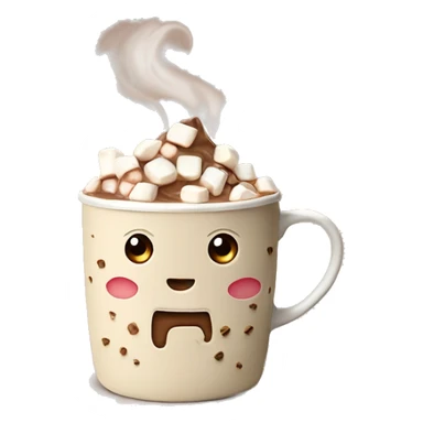 hot chocolate in beige patterned mug with marhsmallows inside hot chiy sticker