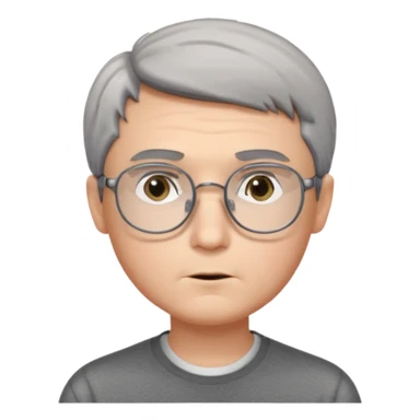 GREY HAIR teen boy with medium short middle parted hair, GREY eyes, SQUARED Glasses looking judging to the Side sticker