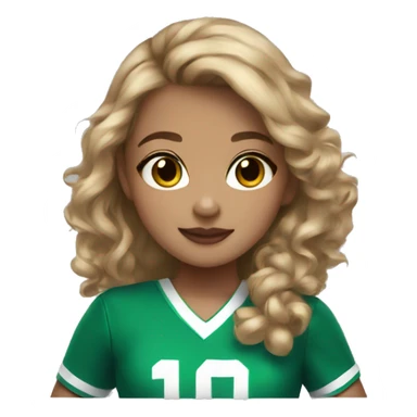 cheerleader light skin brown hair green uniform sticker