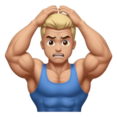 bodybuilder frustrated pulling hair sticker