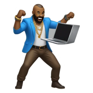 mr t dancing with a laptop sticker