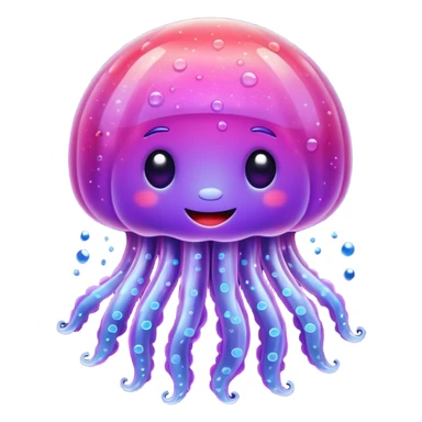 color gradient between red and purple glitter cute happy jellyfish sticker