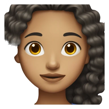 A young woman with light brown skin, very long black curly hair  sticker