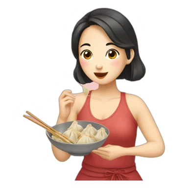 Chinese Girl eating dumplings  sticker