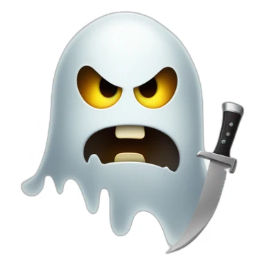 Ghost with knife and angry face. sticker