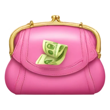 Pink designer purse with money sticking put the top  sticker