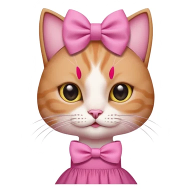 گربه‌ای که یه گل صورتی دستش باشه رو سر خودش پاپیون باشه لباس صورتی تنش باشه و یک کادر صورتی کوچیک بالای سرش باشه sticker