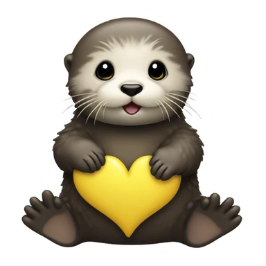 Baby sea otter with yellow heart in its paws sticker