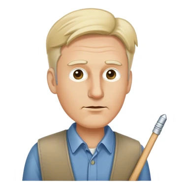 walking white man wearing clothes pin on nose sticker