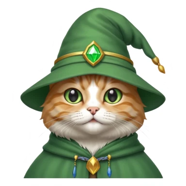 wizard cat wear green cap  sticker