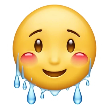 Make a yellow emoji face that is crying a lot and smiling at the same time sticker