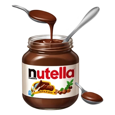 Nutella with a spoon. The glas of Nutella is almost empty  sticker