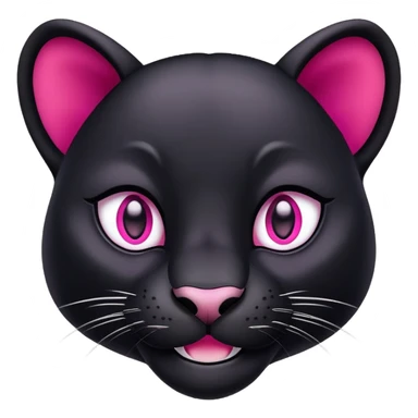 A phanter face, color black, smiling, pink eyes sticker