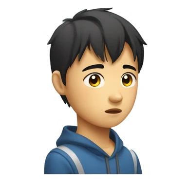 Asian 14 yo boy sad sticker