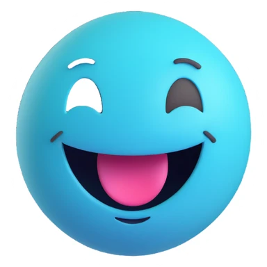 3D smiley emoji, round shape, turquoise color, with text 'csak most', excited face sticker