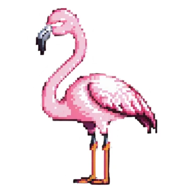 flamingo showing middle finger, pixel art sticker