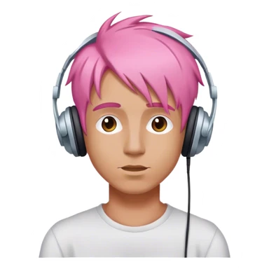emoji of a man listening music with pink hair sticker