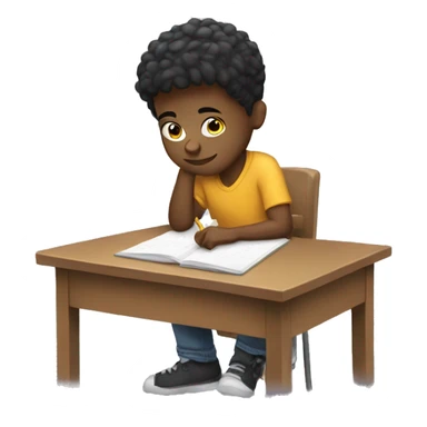 boy doing homework sticker