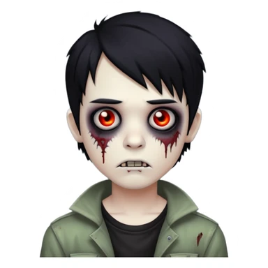 boy zombie with black hair emo sticker