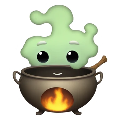 Cauldron with cute face sticker