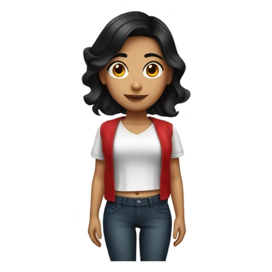 Mexican girl with black hair and red highlights  sticker