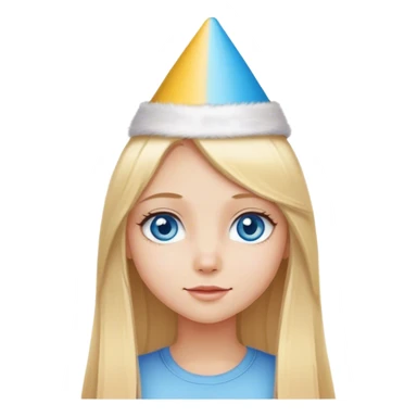 Blonde girl long straight hair blue eyes birthday sticker