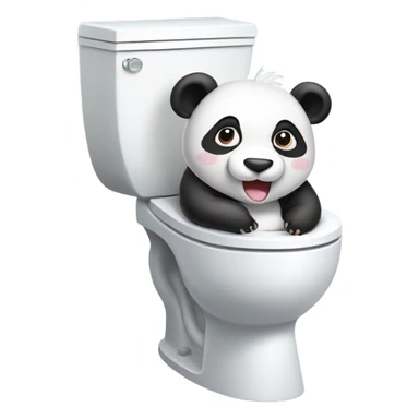 Panda in a toilet with pig tails sticker